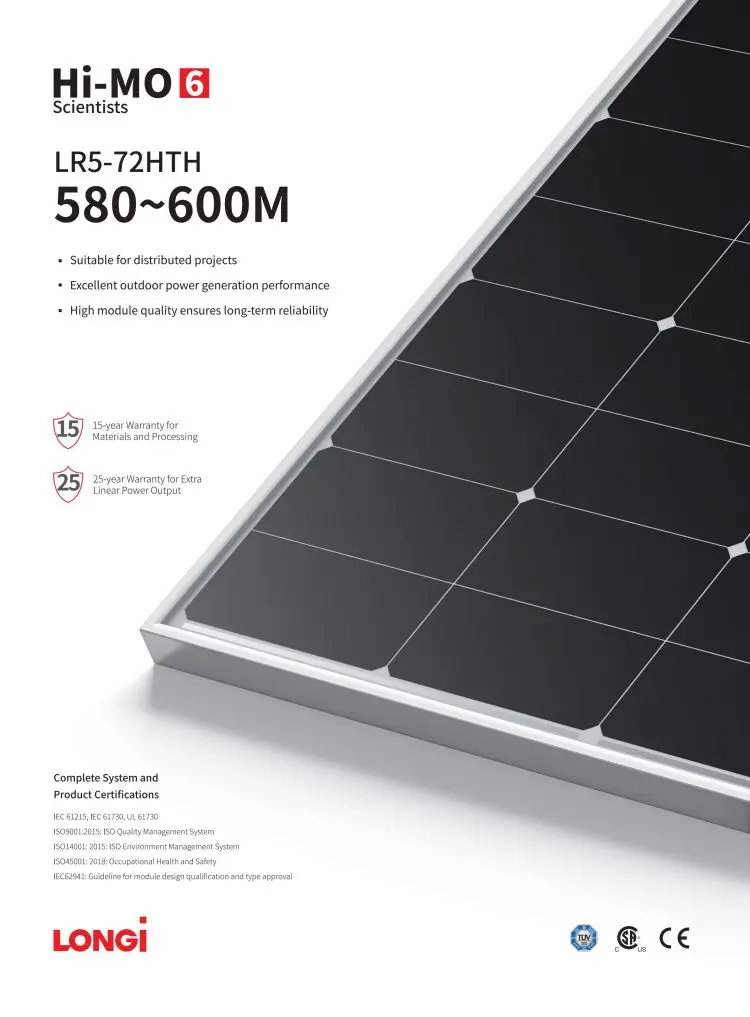 Newest Technology LONGI Solar Hi-mo 6 Scientists Photovoltaic Panels Half Cell 580W 585W 590W 595W 600W Solar Panel