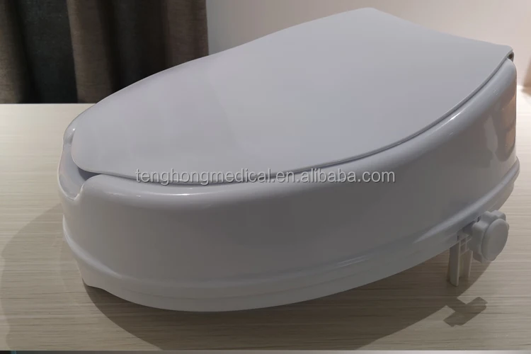 Standard Seat 6 inches Raised Toilet Seat with lid and Lock for Handicapped elderly