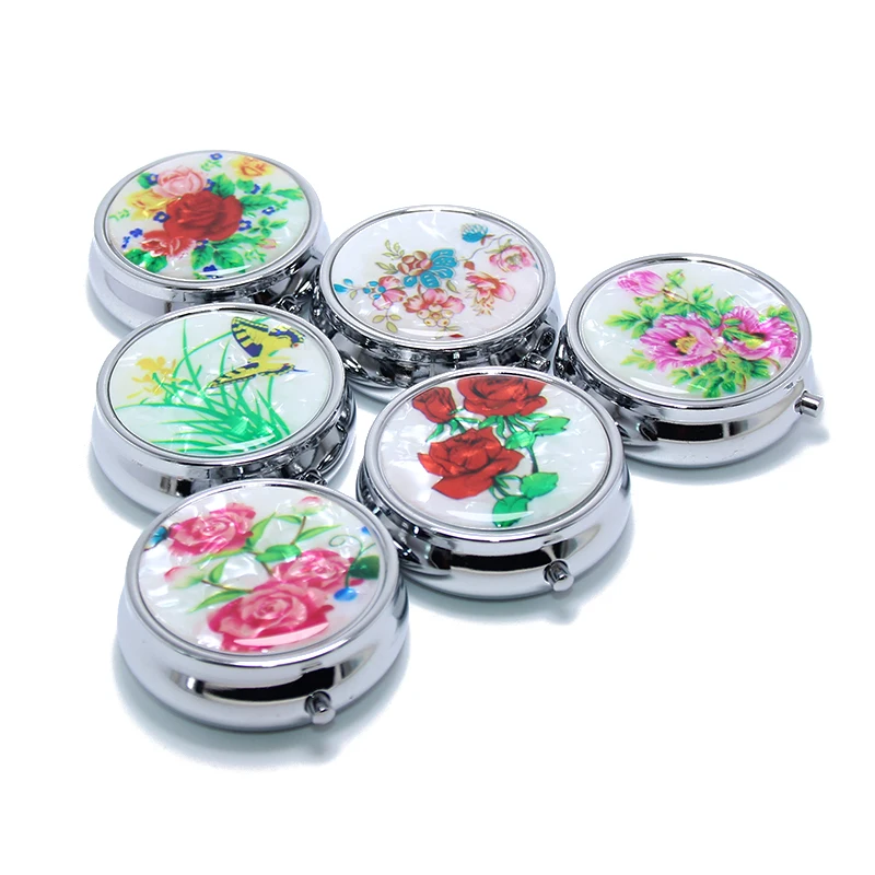 Fashion Round Bottle Pocket Mirror Decorative Medicine Holder Portable Travel Stainless Steel Medical Pill Box