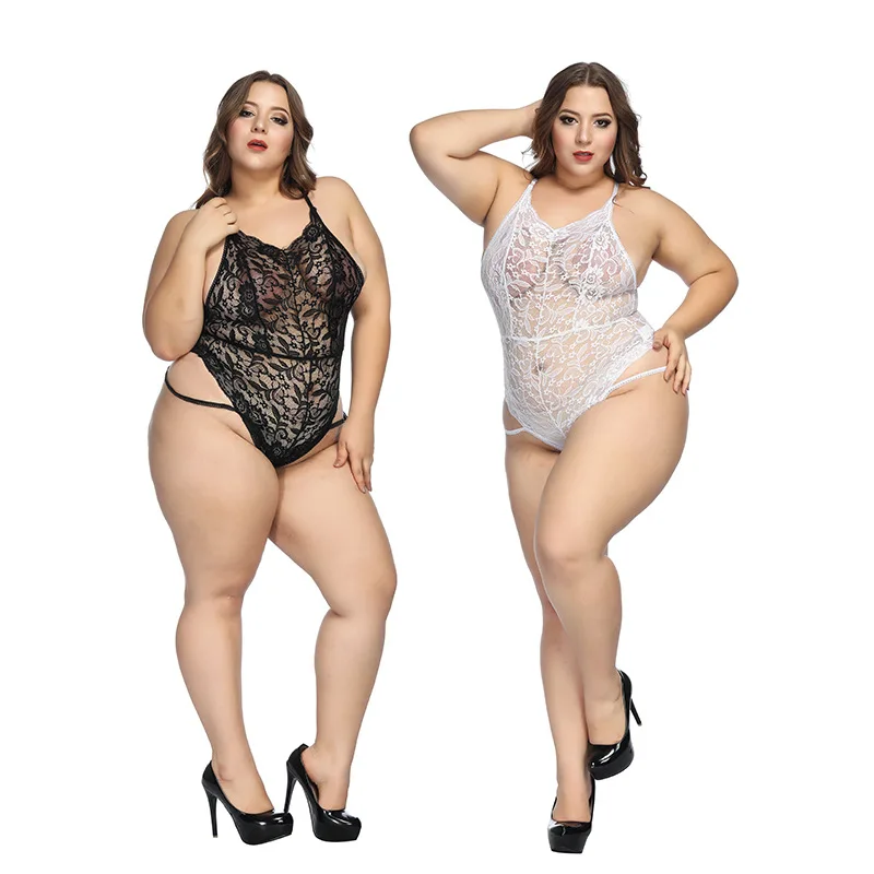 Bahoto 2022 Sexy Mature Women Erotic Lingerie Lace Set Embroidery Hollow Out Plus Size Bodysuit Lingeries