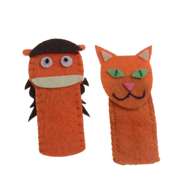 
Wholesale sewing handmade fox cow zebra donkey custom cartoon animal professional kids felt finger puppet 
