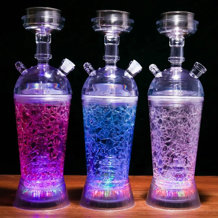 Wholesale Single Hose Hookah Acrylic  Cups Smoking Accessories Portable Led Acrylic Shisha Hookah