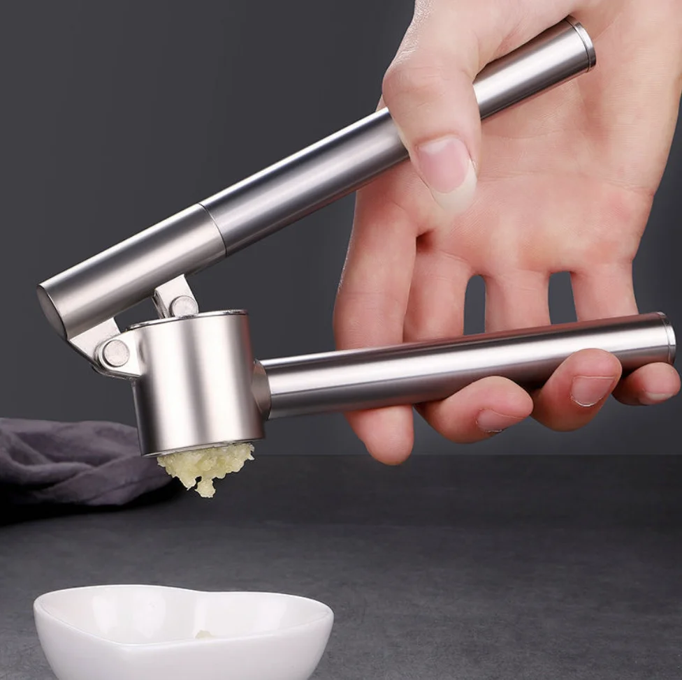 304 Stainless Steel Garlic Press Mincer Garlic Crusher Peeler Set Detachable Heavy-duty Rust Proof Garlic Mince