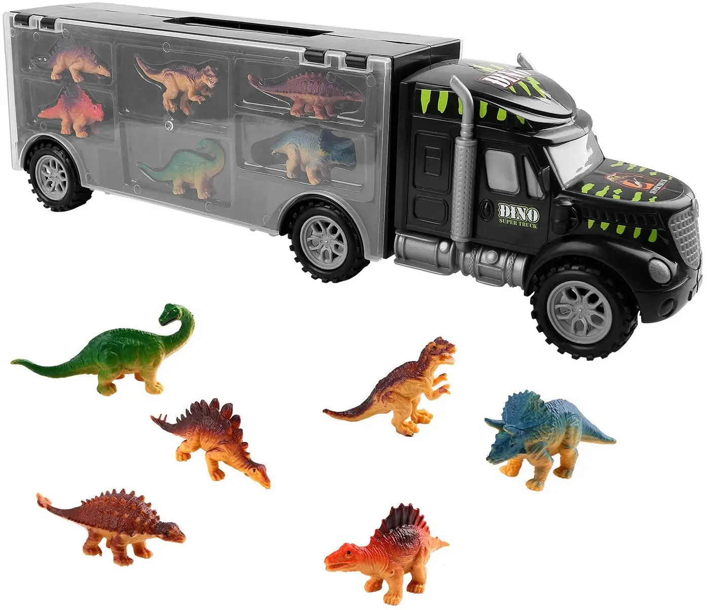 Dinosaur Truck Set with 6 Mini Dinosaurs Educational Kids Cars Diecast Toy Vehicle Children Christmas Toy Car Price