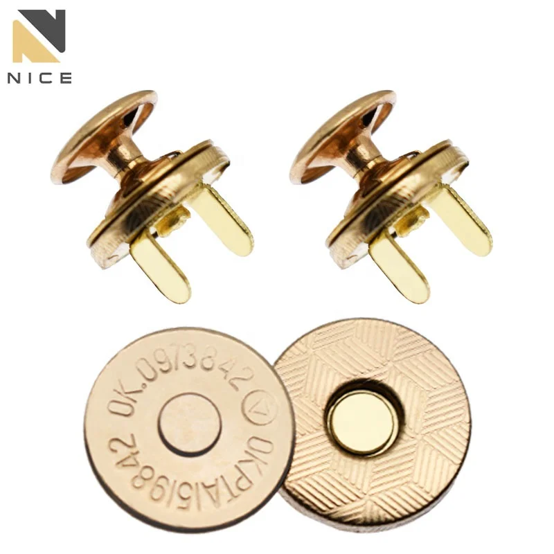 In stock 14mm Metal Magnet Snaps Button buckle Handbag Hardware Strong magnetic Single Rivet stud Magnet buttons for bag Garment