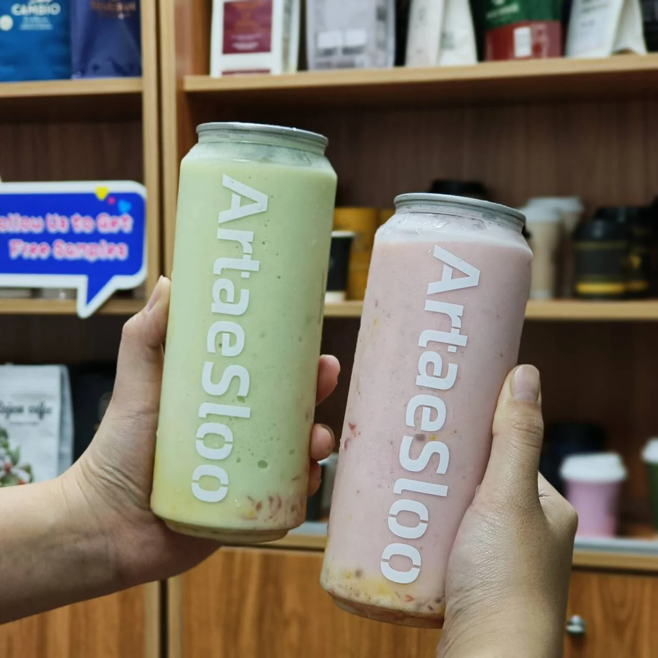 AT PACK Custom Plastic Cans For Cold Coffee 350ml 500ml Ice Drink PET Cans Plastic Bottle Cold Drink Juice