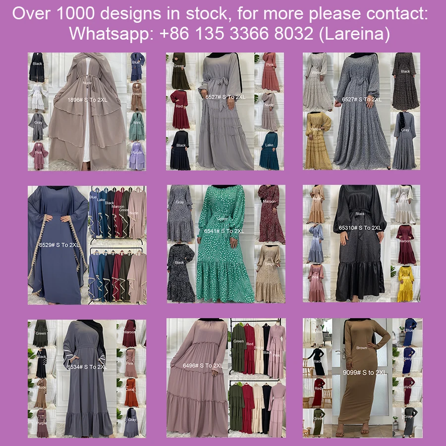 1923# 10 Colors Abaya Long Dress for Eid Mubarak Jilbab Front Open Buttons Closed Kaftan Muslim Women Islamic Clothing 2022