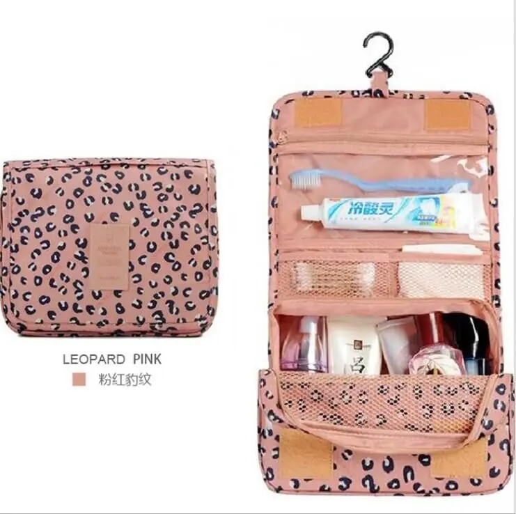 Printed Promotional Toiletry Bag Travel Bag With Hanging Hook  Mesh Pockets Cosmetic Bag