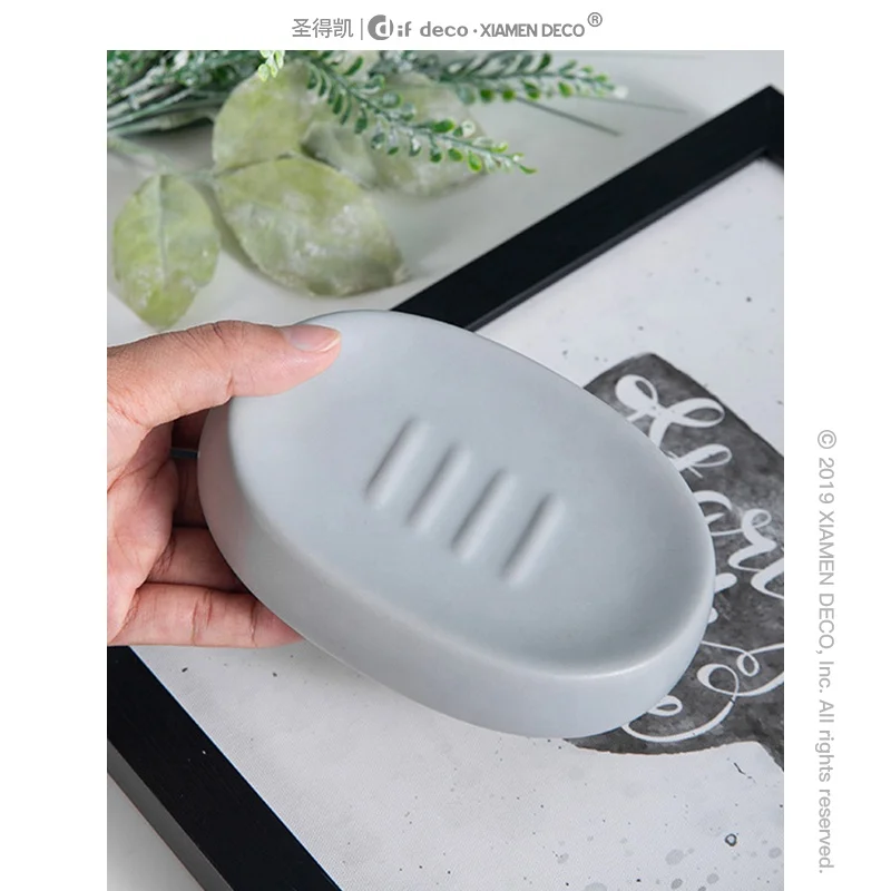 Ceramic Matte Tray Bar Holder Box for Shower Kitchen Container Box Bathroom Oval Soap dish