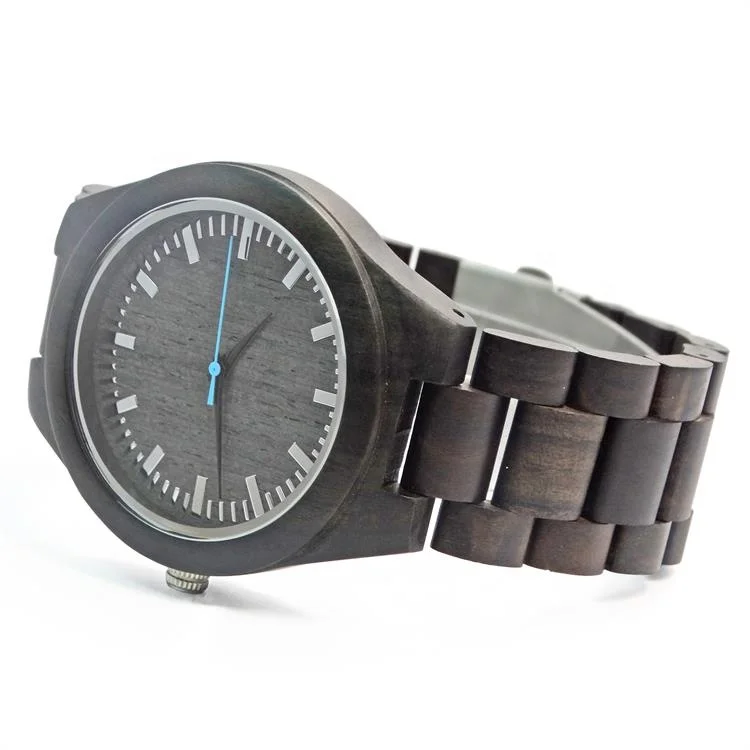 Classic Mens Watch Black Wood Reloj Current Luxury Wooden Band Private Label Wristwatches