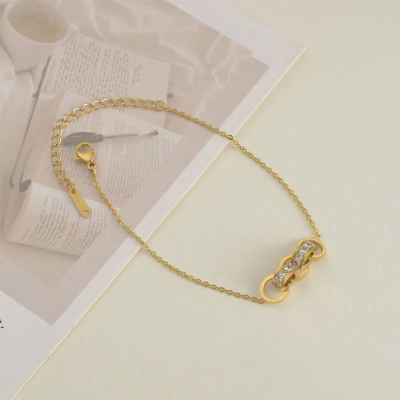  Fashion gold silver charm bracelet stainless steel For Women Wholesale
