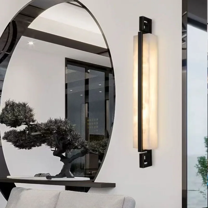 Dimmable Marble LED Wall Light Metal Copper Modern Lighting Fashionable Dimmable Wall Lamp for Bedroom, Living Room, Hallway