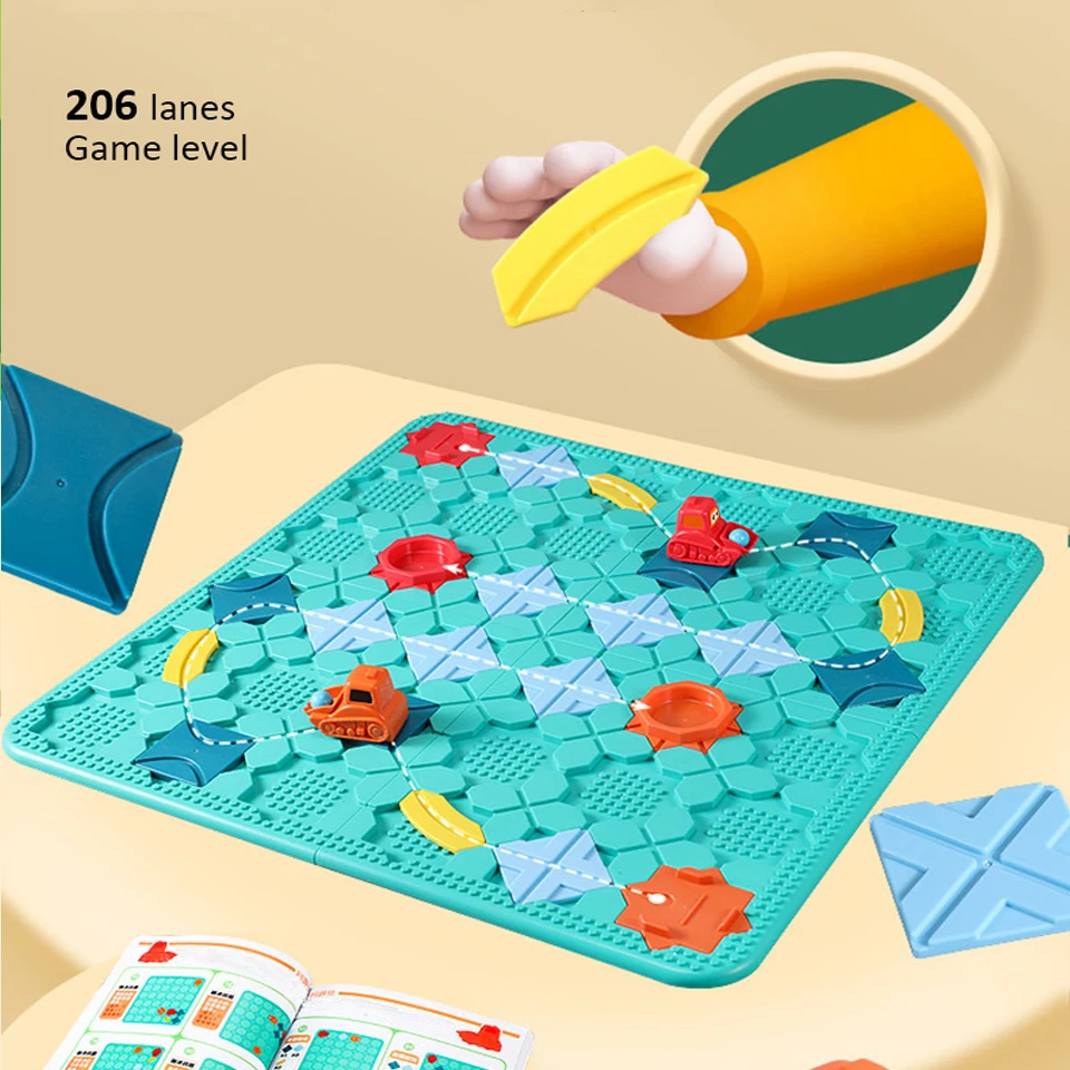 MINE Kids Road Building Maze Blocks Puzzle Logical Road Builder With 118 Challenges Pull Back Car Children Educational Toys