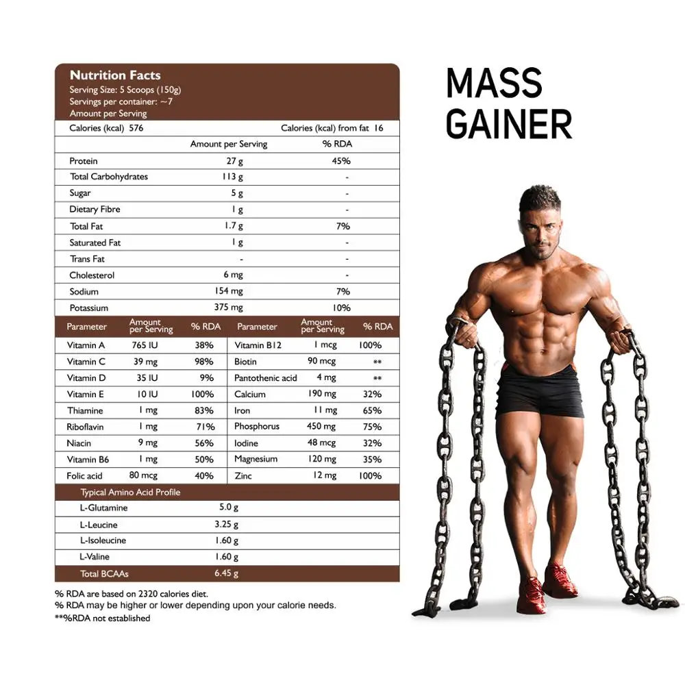 Bulk Sale Natural Delicious Gourmet Chocolate Flavor Mass Gainer Supplement Powder
