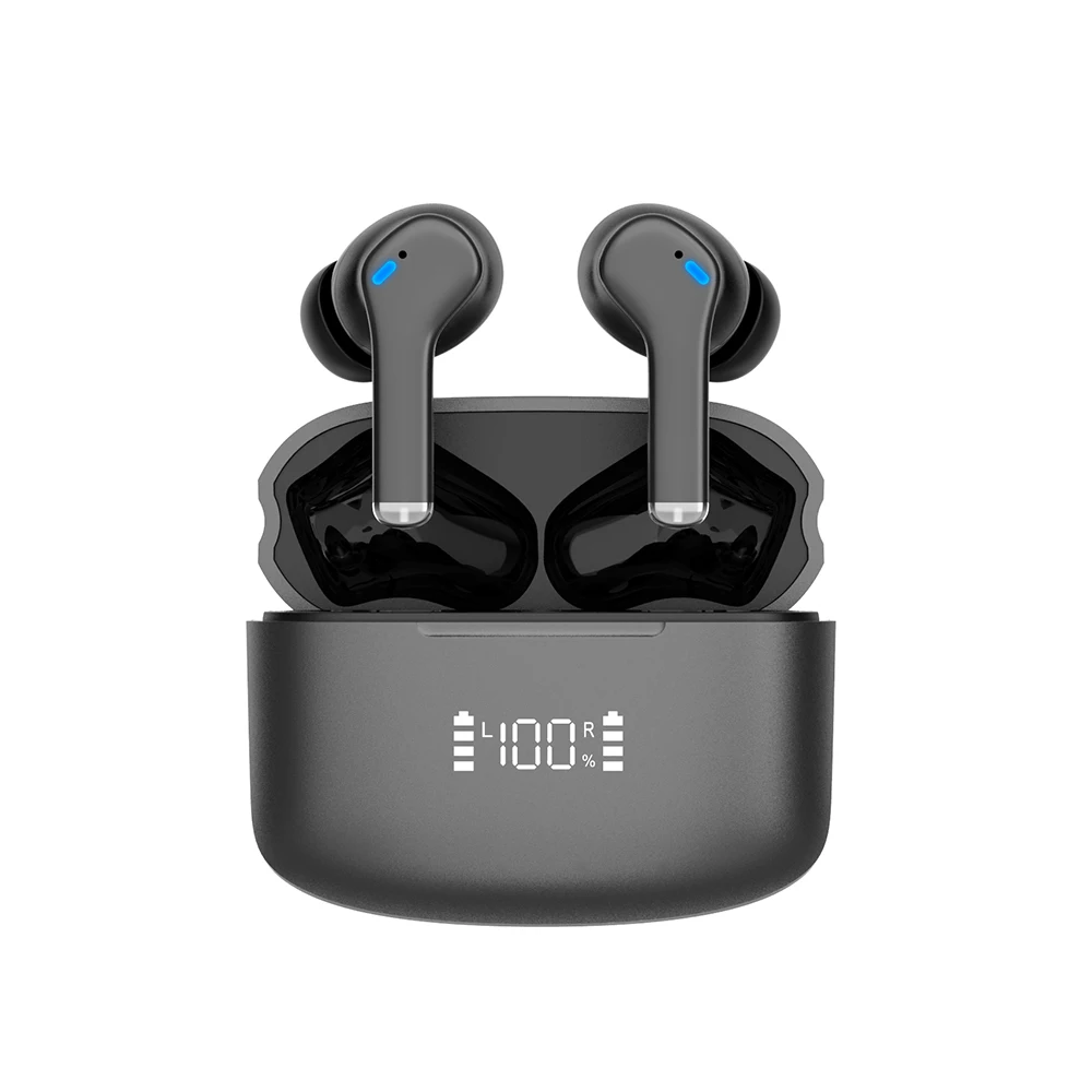 Ipx6 Waterproof Earphone Sweat Proof Blue Tooth 5.1 Noise Cancelling Earphones Led Display Headphone With Ai Assistant