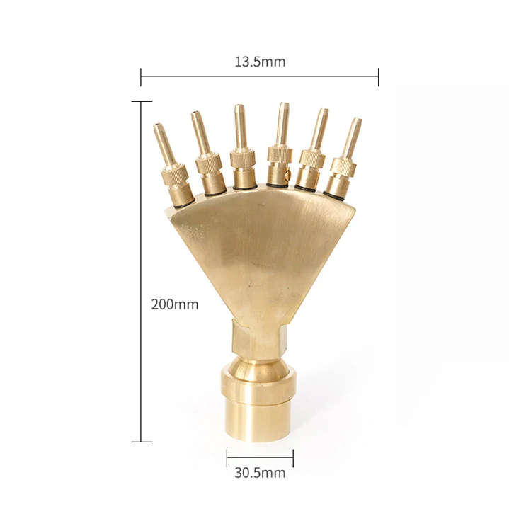 1 Inch Adjustable Brass Phoenix Tail Scattering Fountain Spray Head Small Nozzles with Valve Garden Landscape Sprinklers