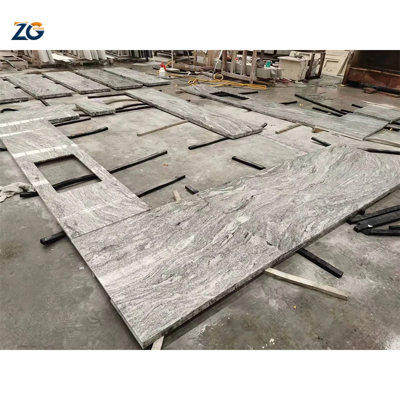 ZGSTONE Cheap Customized Polished Prefab Natural Stone Ashen White Granite Slab Kitchen Countertop For Bathroom Decor