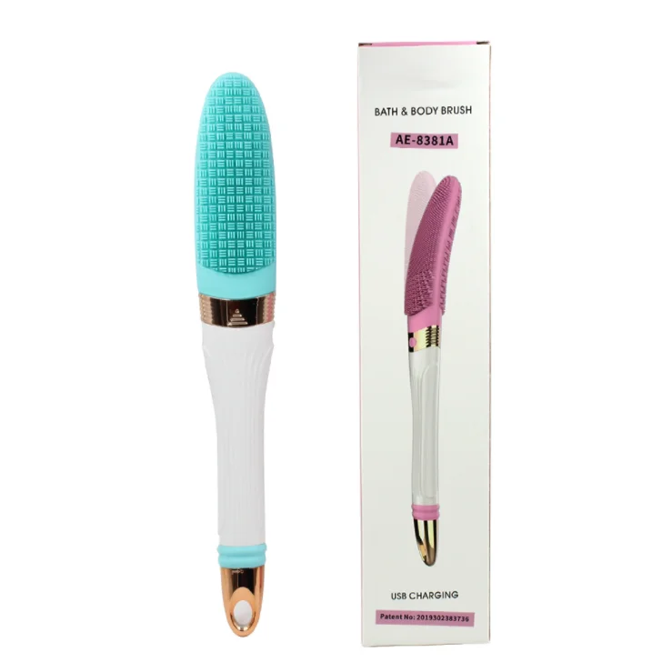 Электрическая щетка для душа, силиконовая Мягкая USB-зарядка, лучший инструмент для очистки спины тела