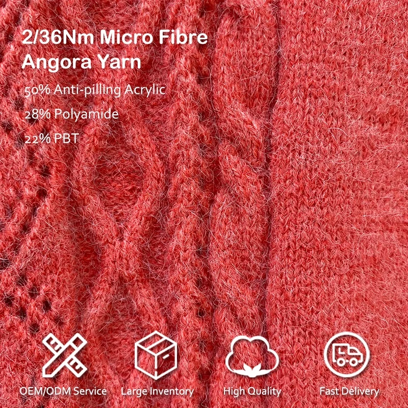 18S/2 anti-pilling dyed fancy melange microfibre angora rabbit hair core spun cotton wool blended