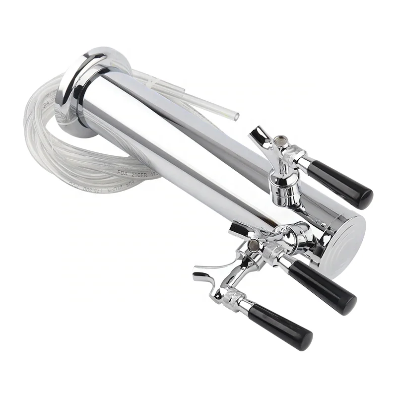 Super quality Stainless steel Triple beer tap , Chrome Triple Faucet Draft Beer Tower