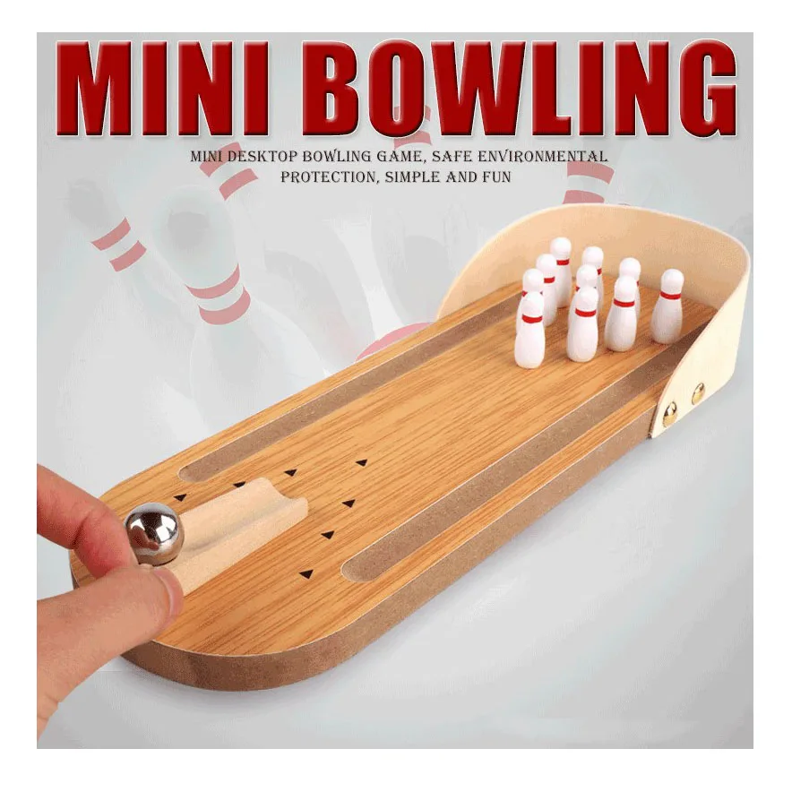 Bowling toy baby children wooden parent-child interaction indoor leisure puzzle fingertip board game set