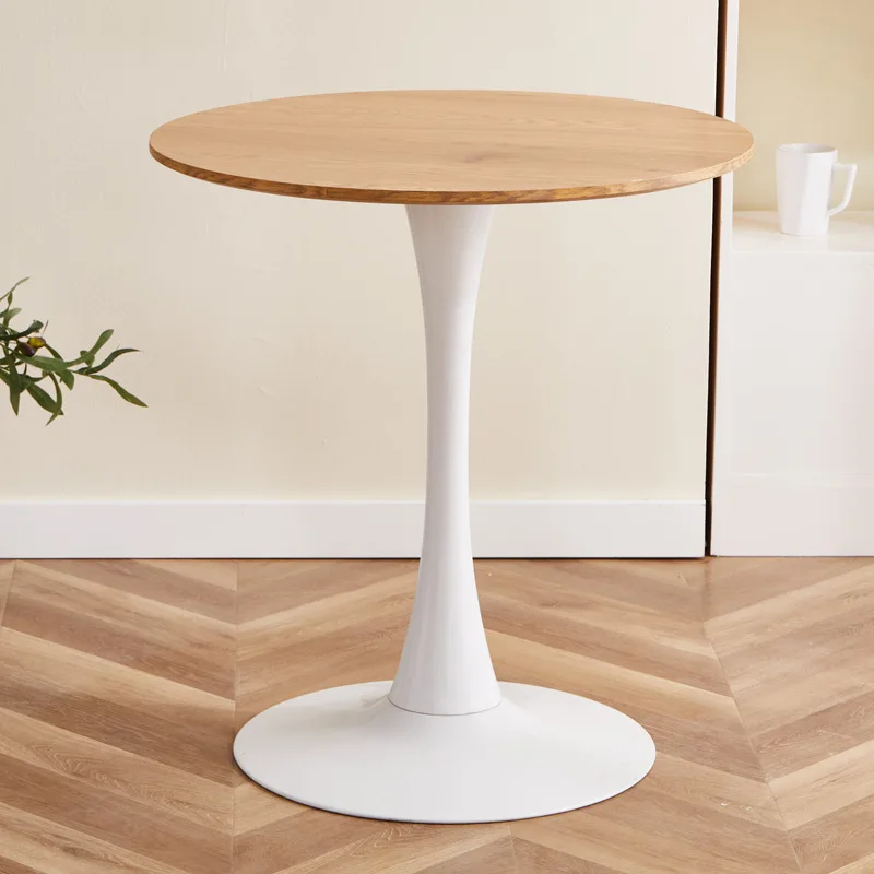 Hot Sell Nordic Modern Black White Tulip Design Mdf Wooden Top Install Dining Custom Small Round Table