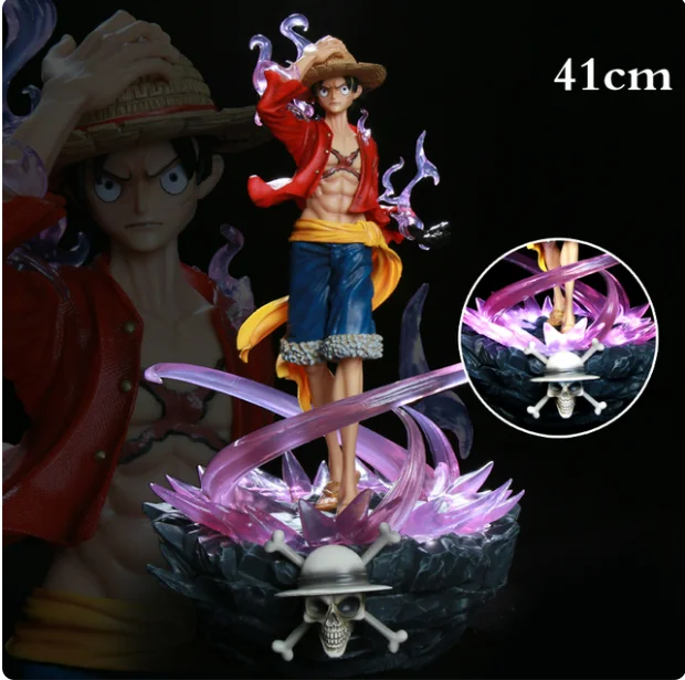 Anime One Piece GK Monkey D Luffy Roronoa Zoro Vinsmoke Sanji Action Figure with LED Collection Statue Model Children Toys