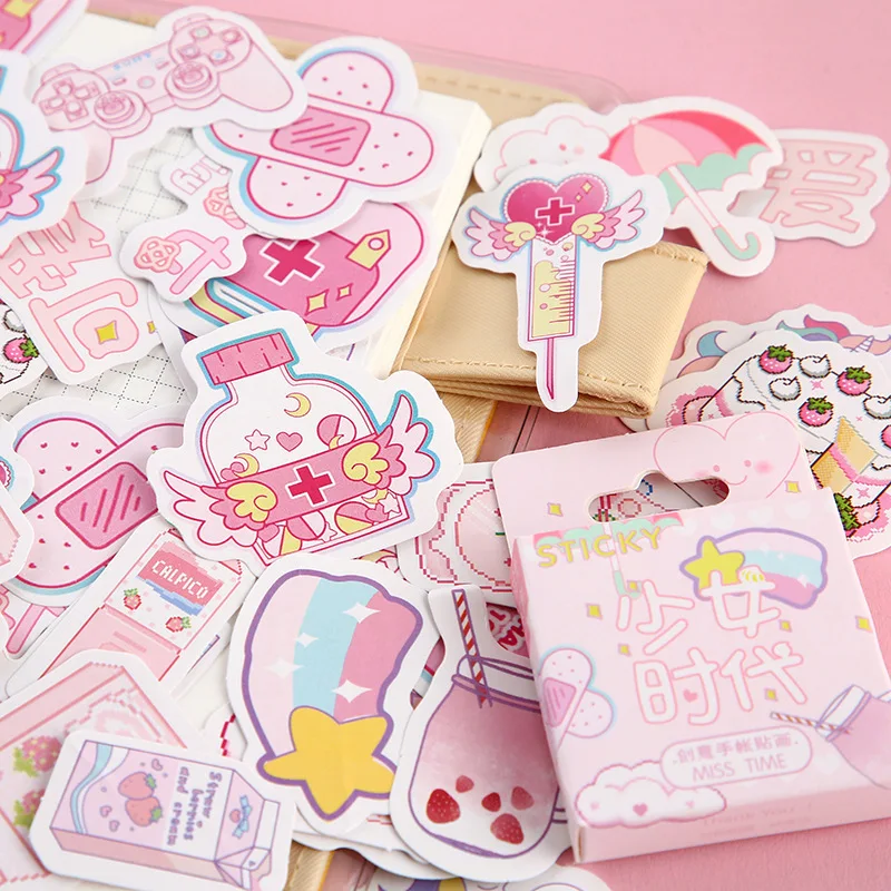 
Decorative Stationery Sticker Girl Series 46Pcs/box Cute Diary Stickers Scrap 