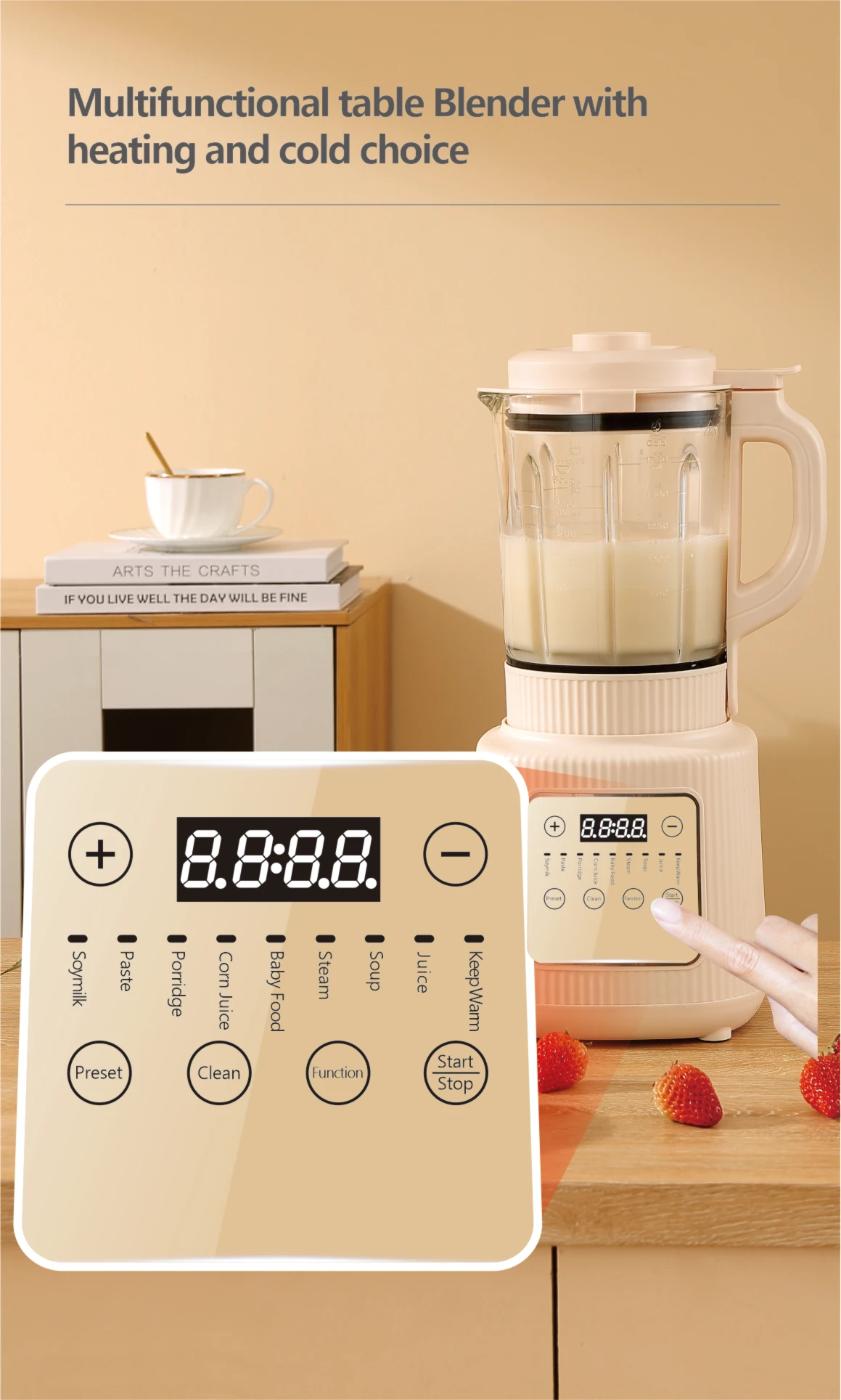 Demute High Speed Commercial Food cooking Blender With Soup soybean milk juicer smoothies grinder  heating blender