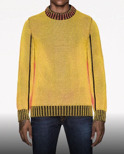 Custom Fashion Technology Crew Neck Made Different Weather Thermo Sensitive Yarn Color Changing Sweater Men
