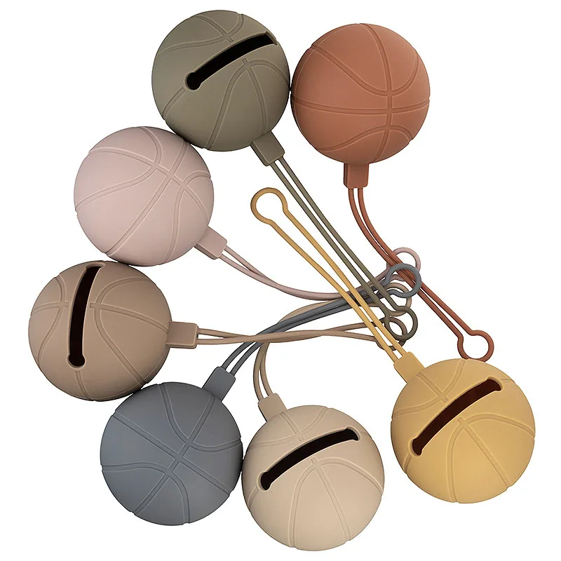 Custom Basketball Silicone Portable Soother Holder Nipple Pacifier Cover Dummy Clip Pacifier Box Baby Pacifier Case