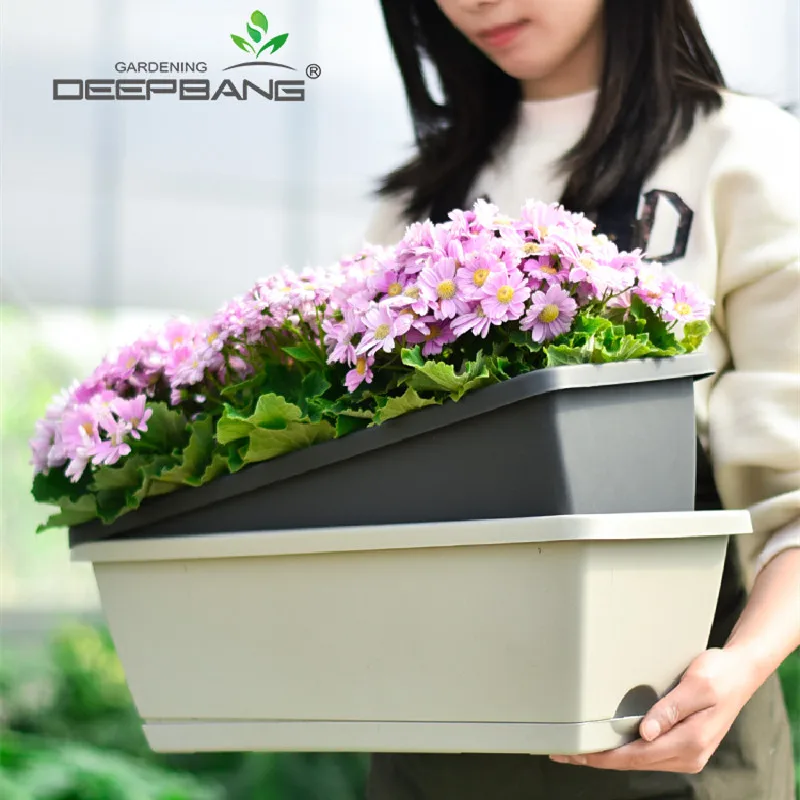 Balcony Garden Decorative Plant Flowerpot Plastic Flower Pots High Capacity Grow Vegetables Flowers For Outside Garden