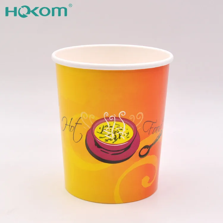 Disposable Hot Food Container Take Away Ice Cream Cup Soup Bowl Wallsicecream Paper Cup Matching Lids Single Wall Customized