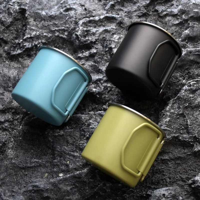300ml Stainless Steel Cup Portable Carabiner Outdoor Folding Camping Cups Mugs for Home Outdoor Camping Hiking Bottle Cups