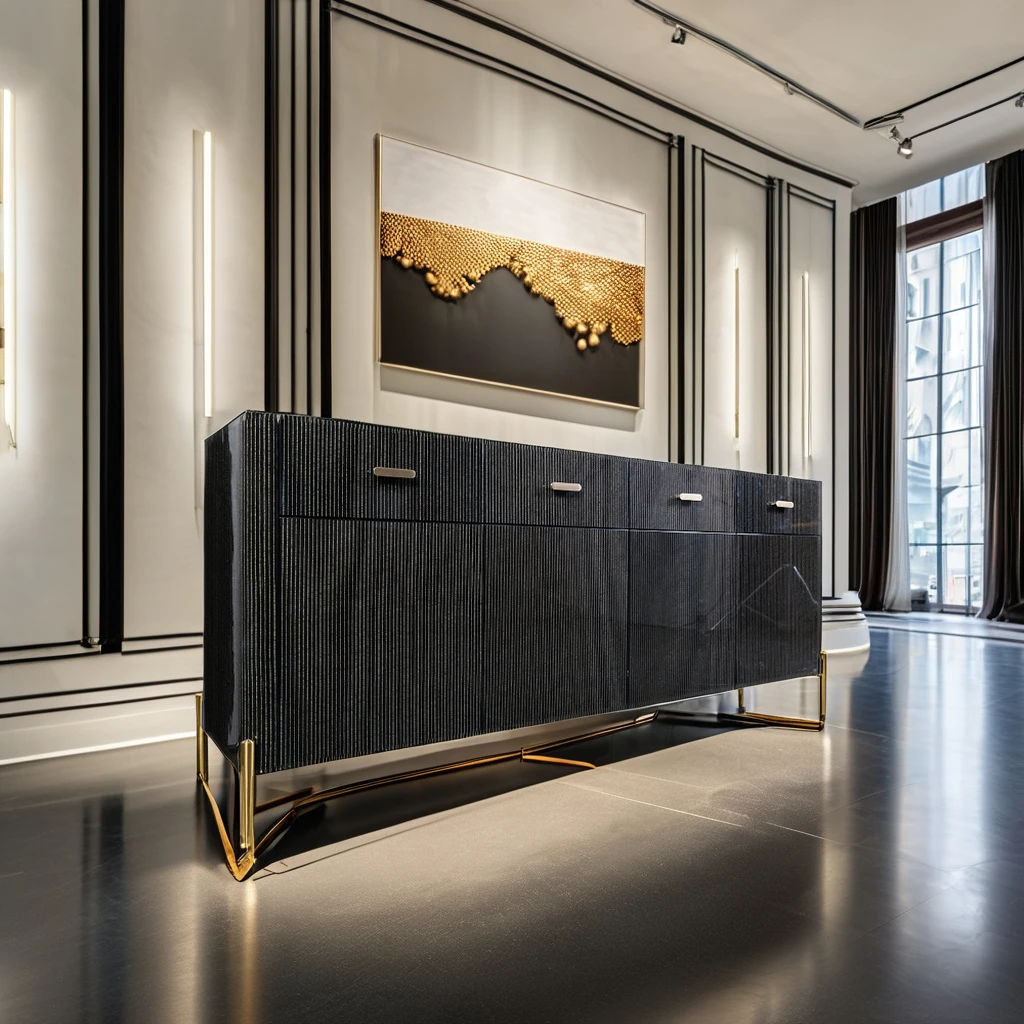 Modern Luxury Asian Style Solid Wood Dining Room Sideboard Buffet Cabinet Stainless Steel Kitchen Bedroom Storage Feature Hotels