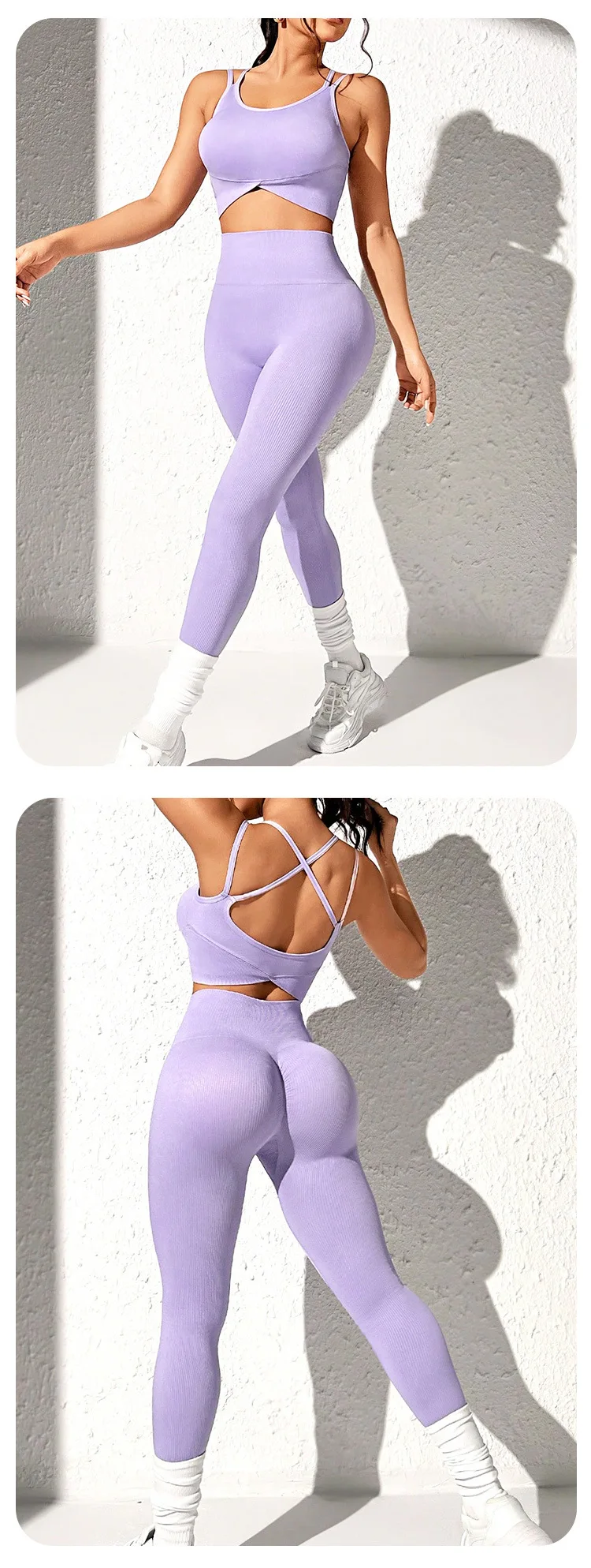 Yoga With Chest Pad Yoga Clothing Suit Female Fashion Beauty Back Top Yoga Trousers Sports Training Fitness Seamless  Suit