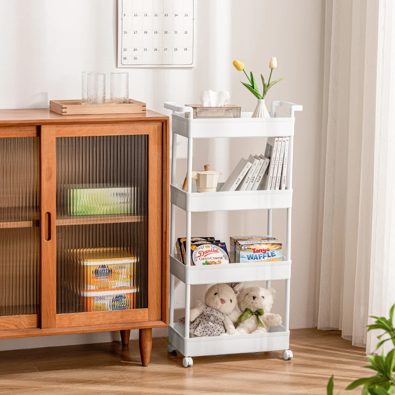 For Tight Spaces on Kitchen Apartments Bathroom Utility Cart 3Tier 4 Tier Mobile Shelving Unit Organizer