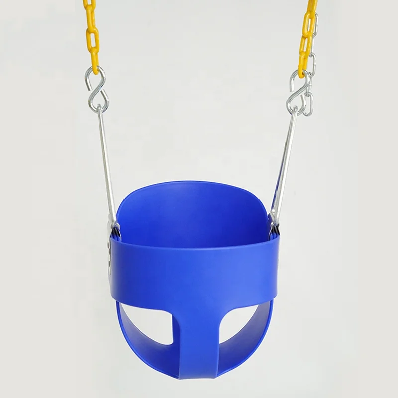 Outdoor Backyard Blue Bucket Swing High Back Full Bucket Toddler Swing for Babies