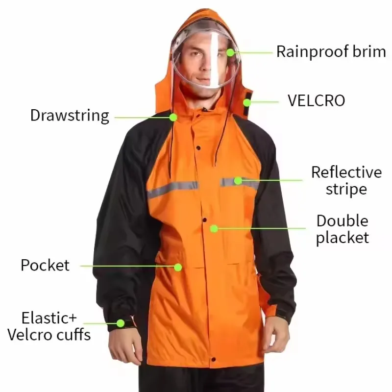 Manufacturer Wholesale Patrol Raincoat Set Full Body Explosion-Proof Environmental Sanitation Traffic Duty Poncho Hood Rain