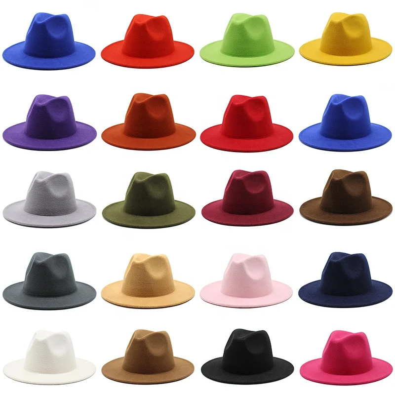 
Solid Color Polyester Cotton Vegan Material Fedora hat Fedora Hats for Women Men Party Music Festival Fashion fedora hats 