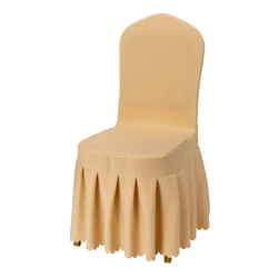 2022 new 230g custom wholesale white banquet wedding polyester thickened elastic pleated skirt chair cover