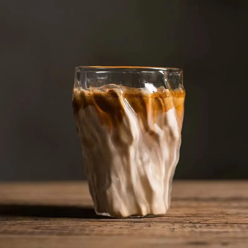 High borosilicate glass water cup with lids and straws,large belly cup, milk cup, heat-resistant glass colored handle cup