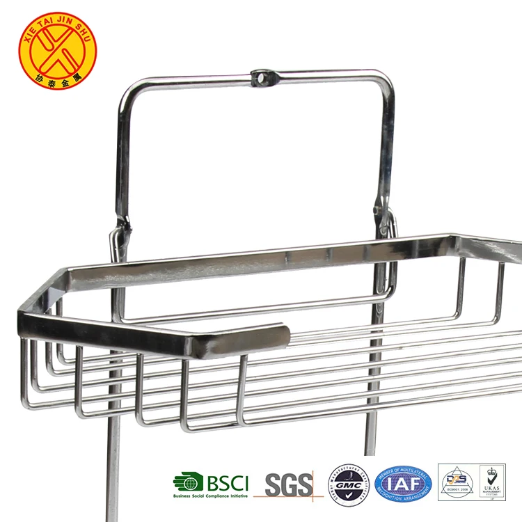 Hot Sale Wall Mounted Stainless Steel Double Layer Bathroom Metal Shelf