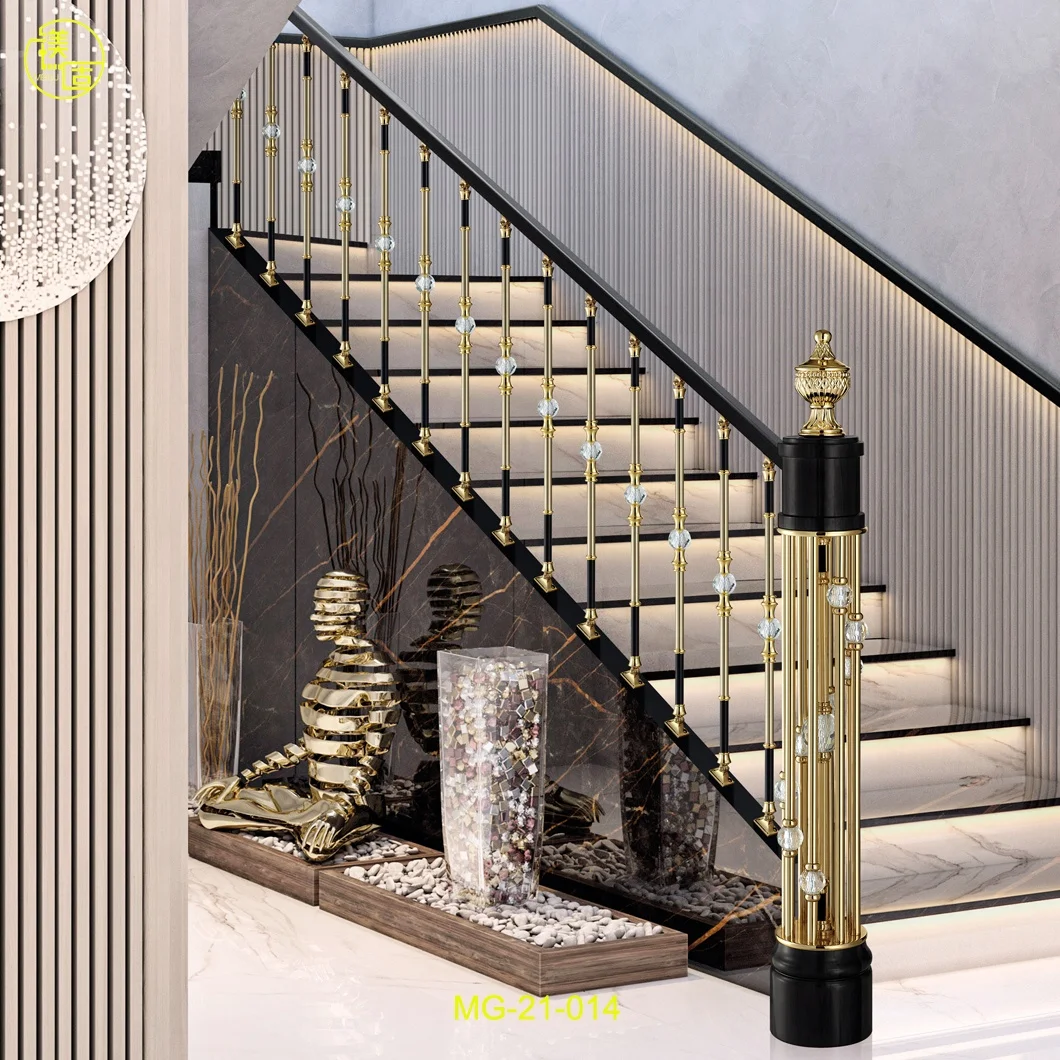 Best Selling Modern Crystal Stair Railing Casting Aluminum Interior Stairs Handrails Prices