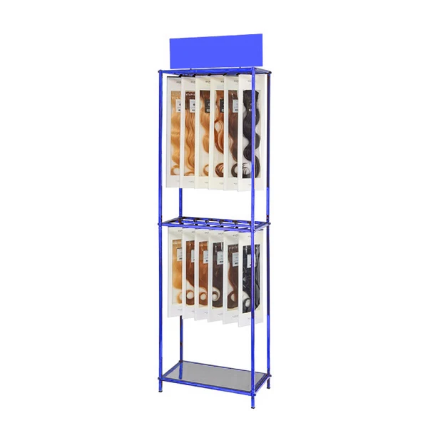 custom made store metal hair extension display stand,wig display shelf rack