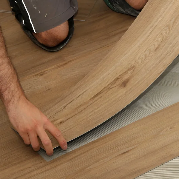 Waterproof 4mm SPC Flooring Vinyl Tiles with Wooden Texture LVT Self-Adhesive PVC Plank 3D Model Design Graphic Solution