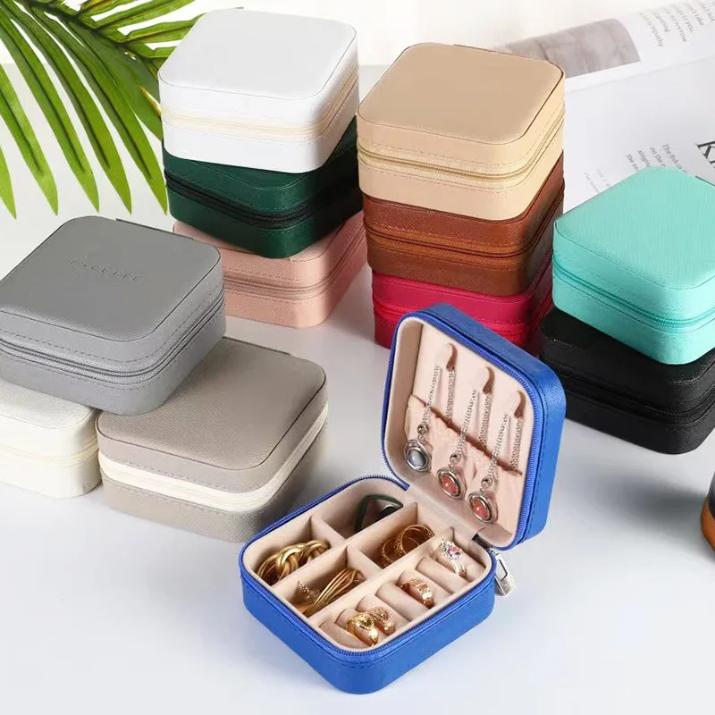 Wholesale Mini Zipper Jewellery Box Small Travel Jewelry Box for Women Girls Earrings Rings Lipstick Storage Organizer