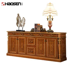 HAOSEN 0829A Luxury classic wooden carving boss office background Bookstore high cabinet