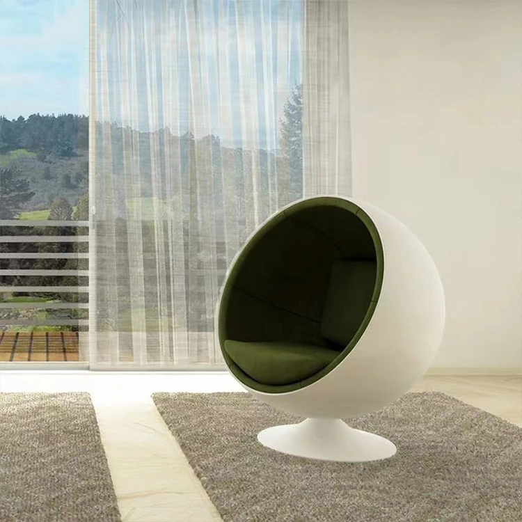Modern fibreglass round chair living room furniture indoor upholstered egg chair