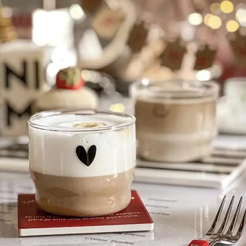 smiling face folding cup dessert cup cute love heart glass coffee cups